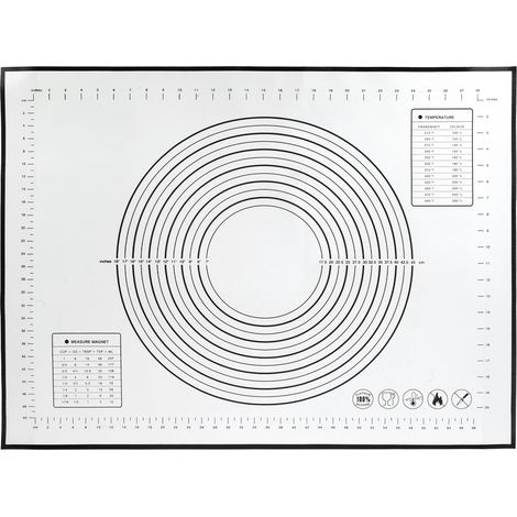 Tapis de pâtisserie en silicone antiadhésif pour étaler la pâte, tapis de cuisson antidérapant pour cuisine et pâtisserie 80x60cm (noir) (1/5)