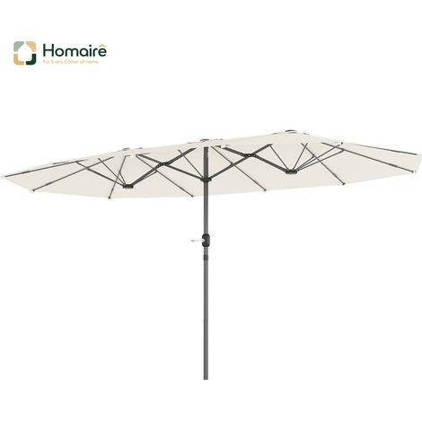 HOMAIRE Doppelsonnenschirm oval beige 436x260 cm UV Schutz Stahl mit Handkurbel windfest für Strand Balkon Garten