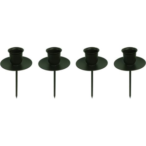 4x Novaliv Kerzenständer Stabkerze, Kerzenpin, Kerzenhalter, 4x Stabkerzen SCHWARZ (1/5)