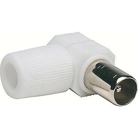 AMIG conector tv 9,5mm. 3112 macho , Conector macho y acodado para cable coaxial de TV. Mod. 3112. - Poliestireno. - 9,5 mm. - Blanco. - 0.0080 kg. - Macho.