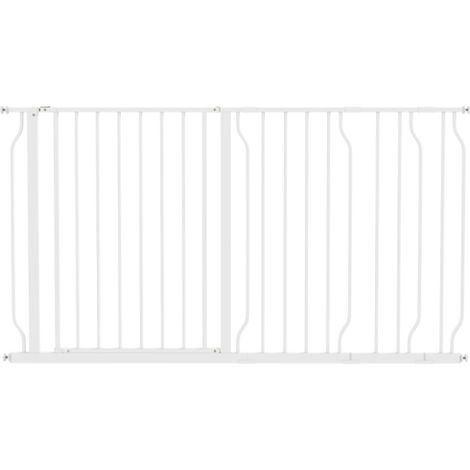 Extra Wide Dog Safety Gate with Door Pressure for Doorways Hallways and Staircases - Pet Barrier in White (1/5)