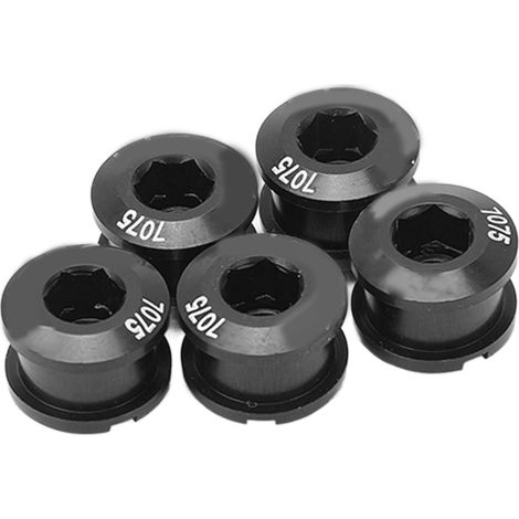 Lot de 5 vis de plateau simple en alliage d'aluminium, ultra-légères, pour vélo de route et VTT, noires. (1/5)