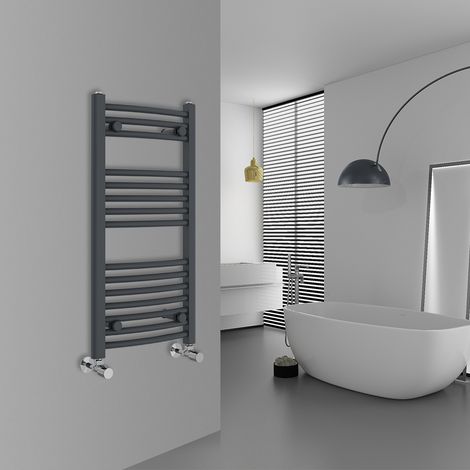 WarmeHaus Curved Anthracite Bathroom Ladder Radiator 800x400mm (1/5)
