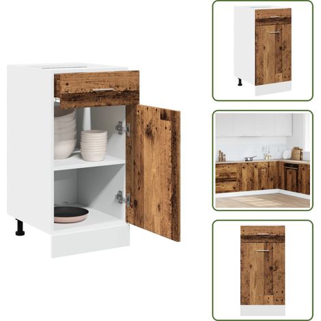 The Living Store Schubunterschrank Lyon Altholz-Optik 40x46x81,5 cm Holzwerkstoff - Küchenraum (1/5)
