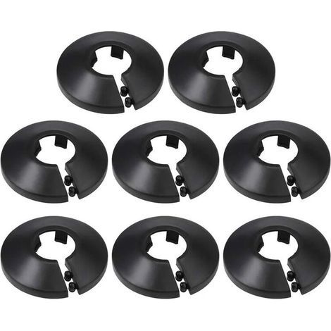 16mm Couverture De Tuyau Décoration PP Rosace De Radiateur Couverture De Mur De Tuyau D'eau Noir 8 Pcs (1/5)