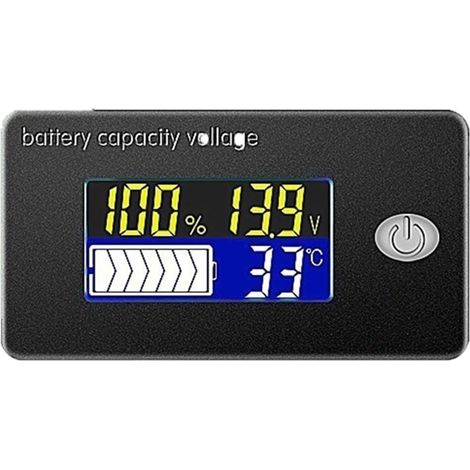 Testeur de charge de batterie Indicateur de capacité de batterie 1 2V 24V 36V 48V 60V 72V 10-100V Testeur de batterie acide plomb Li-ion avec LCD Voltmètre de température (1/5)
