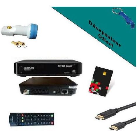 HUMAX Récepteur TV satellite HD + Carte TNTSAT V6 + Câble HDMI + LNB Single HD ME