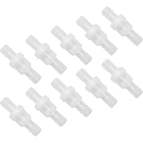 Clapet anti-retour 1 voie 10 pièces, translucide avec ressort, stop eau pour tuyau, industrie chimique, 12 mm/0,5 pouce. (1/5)