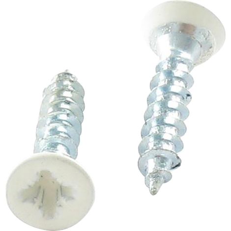 VBA Vis bois agglo Tête fraisée TF Pozi N°2 4X30 Filetage total Acier zingué Laqué blanc RAL9016 blanc-4000 pièces (1/3)