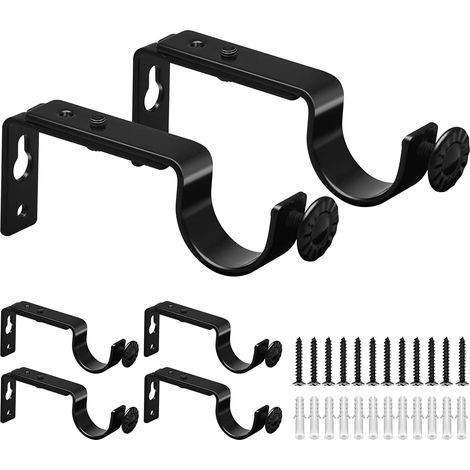 AIDUCHO Lot De 6 Supports De Tringle À Rideaux Réglables Robustes En Métal Pour Tringle À Rideaux De 28 Mm Noir (1/5)