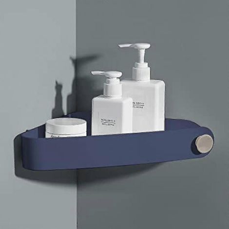 Étagère de douche, rangement d'angle pour salle de bain, organisateur de douche avec autocollants adhésifs pour salle de bain et cuisine, bleu foncé (1/5)