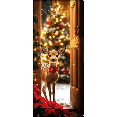 Décoration de porte Grinch Vert Monstre - Rideau de porte suspendu - 90 x 190 cm (Élastique) - Style 43