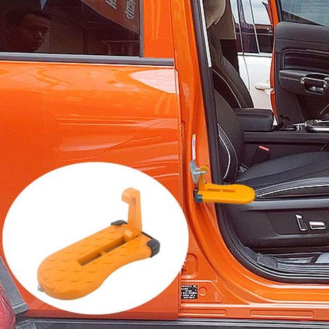 Échelle à pédale avec loquet de porte pliante pour Jeep, camion, SUV, toit orange (1/5)