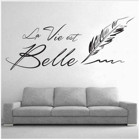 La Lettre & La Vie Est Belle & Quot Stickers Muraux Creative Français Phrase Belle Living Stickers Muraux Salon Décoration De La Maison 70X50Cm (1/5)