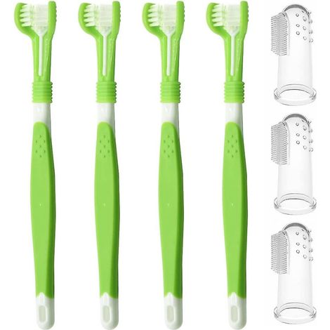 Brosse à dents doigt en silicone pour animaux (vert 17,52,4 cm), brosse dentaire chien, hygiène buccale, anti-plaque dentaire, nettoyage doux (1/5)