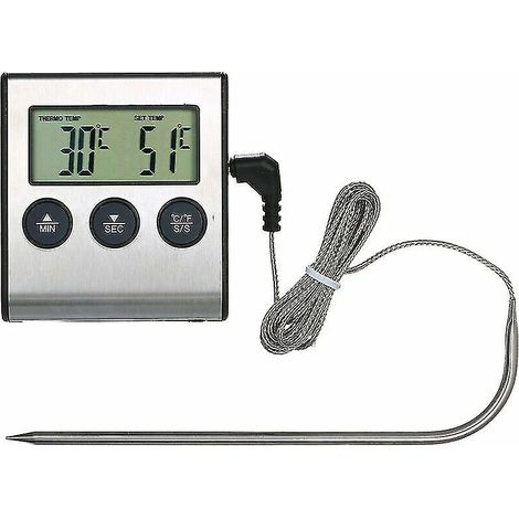 Thermomètre de cuisine avec minuteur, sonde électronique, thermomètre à viande et grille-pain-AquaForge (1/2)