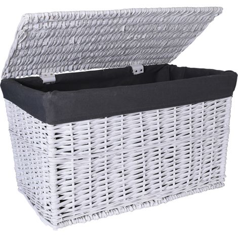 Baule in vimini 56x34x34 cm 65L bianco-grigio (1/5)