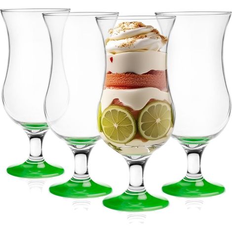 Lot de 4 verres à cocktail Long Drink Gin Bière Eau Verres à cocktail Verre à eau Verre à smoothie Dessert Passe au lave-vaisselle Vert 4 x 420 ml (1/3)