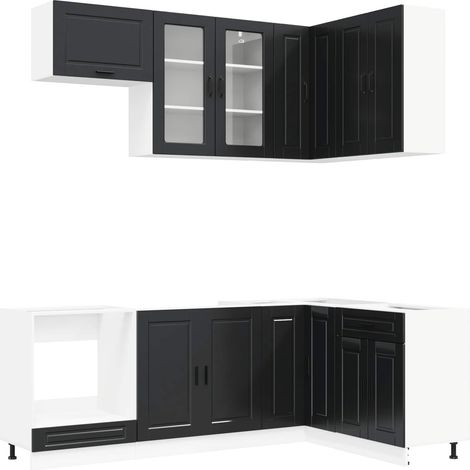 Kitchen Unit PORTO 8 pcs Black Engineered Wood vidaXL (1/5)
