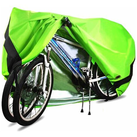 Housse de vélo, 210D Haute Qualité Housse de Bicyclette Imperméable Polyester Oxford,Convient Aux Vélos et électrique Motos et Scooters, Peut Couvrir Jusqu'à Deux Vélos (Vert) (1/5)