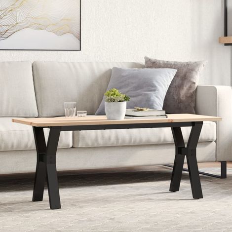 Couchtisch Y-Gestell 110x40x45 cm Massivholz Kiefer & Stahl