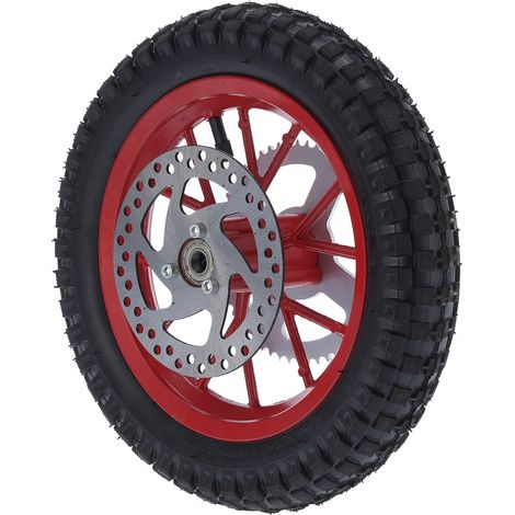 Paar 12,5 x 2,75 Zoll große Hinterräder aus legiertem Stahl mit rutschfester Gummibeschichtung für 47- und 49-cm³-Zweitakt-Offroad-Motorräder – Rot (1/5)