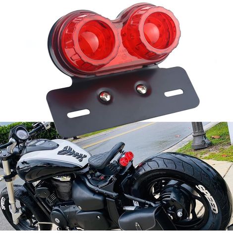Universelle 40-LED-Doppel-Motorradrückleuchte, Bremslicht, Blinker und Fahrlicht mit Kennzeichenhalterung für Chopper, Straßenmotorräder und Dirtbikes (1/5)