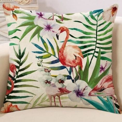 Housse de Coussin - - 45x45cm - Motifs Tropicales - 4 PCS - Fermeture Zip (1/3)