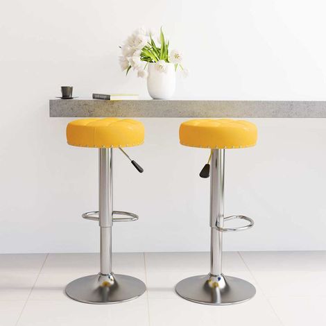 vidaXL Tabourets de bar lot de 2 jaune moutarde tissu (1/5)
