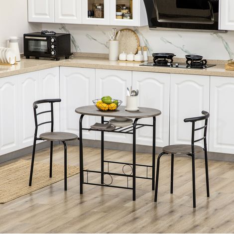 MEUBLIV Conjunto bistró mesa y 2 sillas negro 80x53x74,5 cm con estante (1/5)