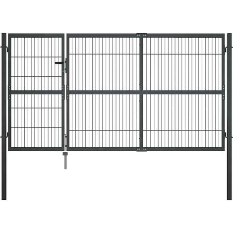 Puerta de valla de jardín con postes acero antracita 350x140 cm vidaXL