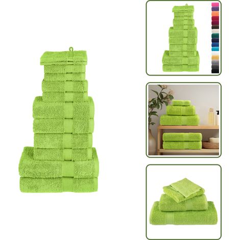 Asciugamani da doccia - vidaXL Set di asciugamani premium SOLUND 12 pezzi Verde mela 600 g/m² - Asciugamani per uso domestico