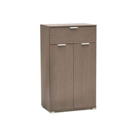 Credenzina moderna 2 ante + cassetto rovere grigio già montato L60 H105 P38 - consegnato già montato (1/2)