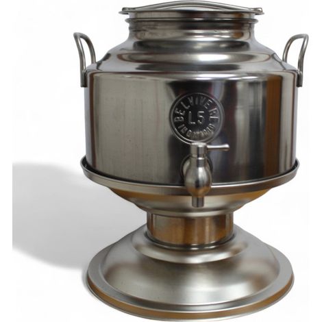 Fusto inox 5 litri per olio saldato acciaio con maniglie rubinetto salvagoccia e base in acciaio inox (1/4)