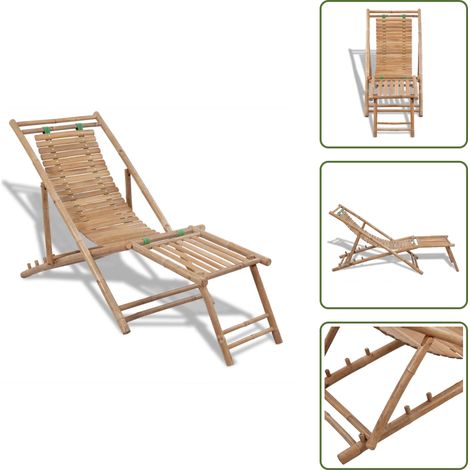 Chaise de terrasse d'extérieur avec repose-pied Bambou - Chaise Longue - Fauteuil De Jardin - Mobilier De Jardin - Chaise Extérieure - Chaise En Bambou (1/5)