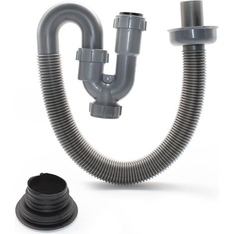 Tubo di scarico, tubo di scarico universale da 60 cm, tubo di scarico in materiale ABS morbido, adatto per lavandini e lavandini del bagno