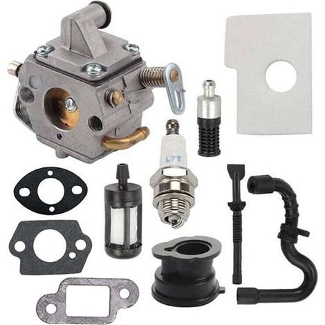 Kit de réparation de carburateur MS170 MS180 C1Q-S57A pour tronçonneuses/tondeuses STIHL 017 018 MS 170 180 180C MS170 MS180 MS170C MS180C avec kit d'entretien du filtre à air (1/4)