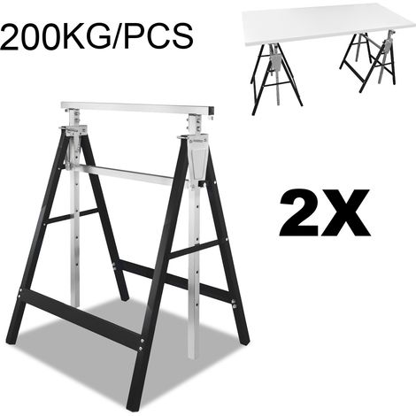 Wolketon Lot de 2 Tréteaux Télescopiques tréteau pliable métal Charge maximale 200 kg Noir