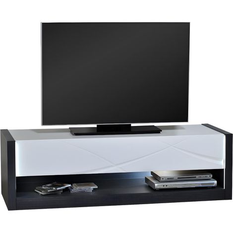 Mobile TV 1 cassetto e 1 nicchia - Con LED - Antracite e bianco laccato - LUDMILA (1/4)