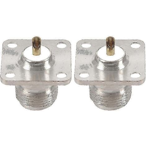 Connecteur RF coaxial N femelle 2 pièces, montage panneau 4 trous avec coupelle à souder, ton argenté (1/5)