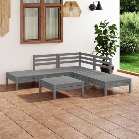 Salon de jardin 6 pcs - Canapé de jardin - Ensembles de Meubles d'exterieur - Bois de pin massif Gris Chic-923463 (1/5)