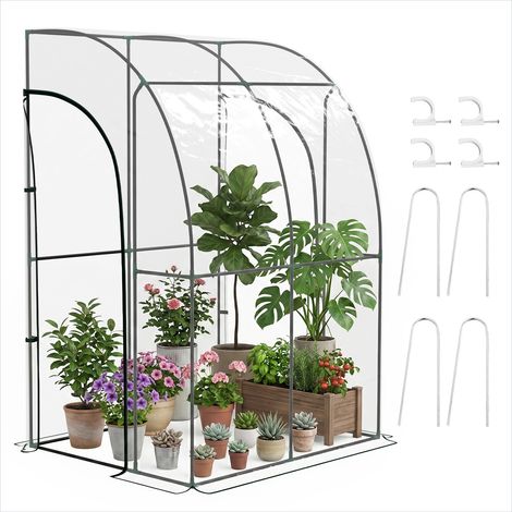 Serre de jardin 143 x 118 cm Adossée PVC Transparent Acier (1/5)