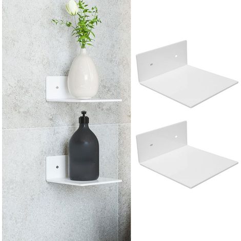 Mini étagère murale de rangement, étagère décorative en acrylique à fixation murale adhésive, étagère flottante multifonctionnelle pour chambre ou salle de bain. (1/4)