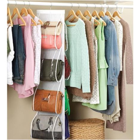 Organisateur De Sac A Main - 10 Poches Transparentes - Pour Rangement Placard Ou Suspension - 1 Unite (1/4)