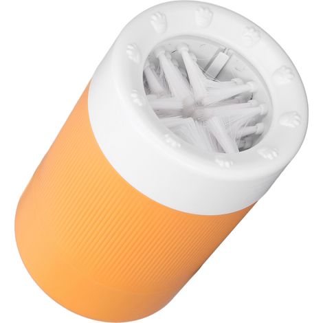 Brosse nettoyante pour pattes de chien, brosse douce, nettoyage en profondeur, élimination des poils et des saletés, lave-pattes pour animaux de compagnie, pour la maison et les voyages, orange (1/5)