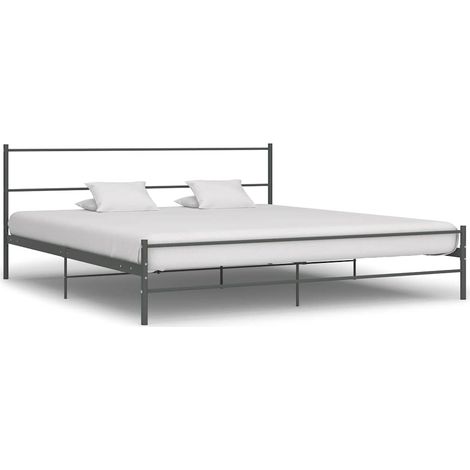 Cadre De Lit Moderne: King Size - Lit Double - Gris Métal 180 x 200 cm Chic-293916 (1/5)