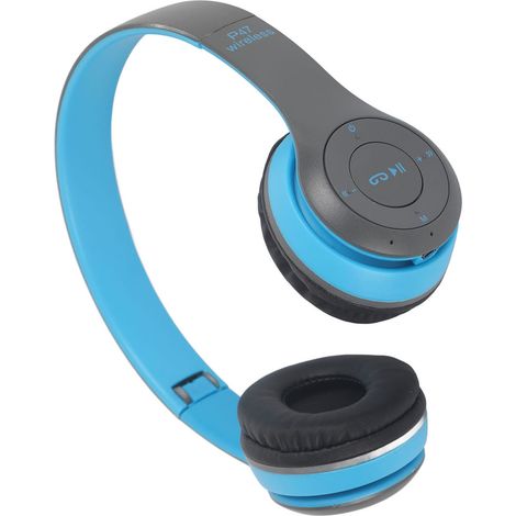 Écouteurs Bluetooth pliables avec basses puissantes, ergonomiques et sans fil, parfaits pour le sport, les étudiants et les adultes, pour la maison, le bureau ou l'école (bleu). (1/5)
