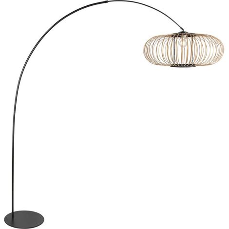 Anne Lighting - lampadaire - Curve - naturel noir - bambou métal (1/3)
