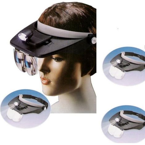 VISIERA OCCHIALI LENTE LENTI INGRANDIMENTO CON LED TORCIA TESTA FRONTALE