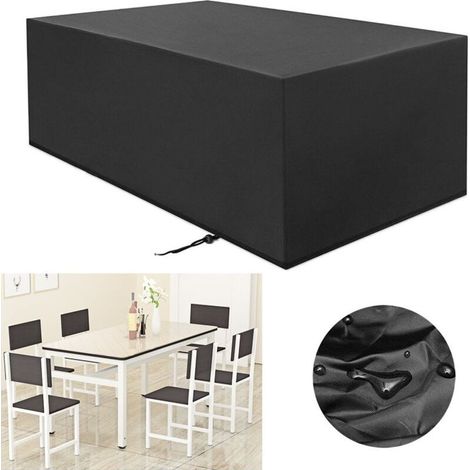 Housse imperméable pour mobilier de jardin (table et chaises) – Oxford noir (1/5)